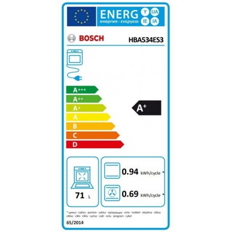 Bosch HBA534ES3 Εντοιχιζόμενος Φούρνος 71lt Inox A+