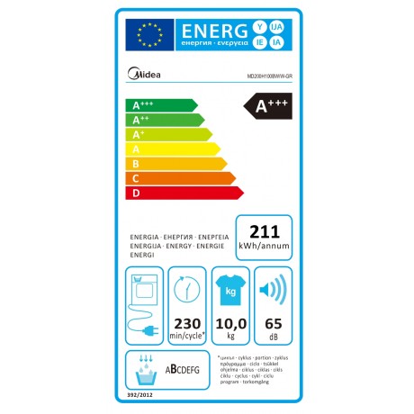 Midea MD200H100BW/W-GR Στεγνωτήριο Ρούχων 10kg A+++ με Αντλία Θερμότητας WiFi