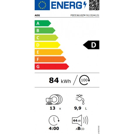 AEG FEE53610ZM Εντοιχιζόμενο Πλυντήριο Πιάτων για 13 Σερβίτσια 60εκ Inox