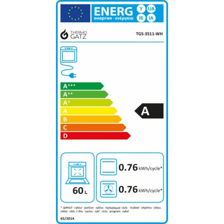 Thermogatz TGS 3511 WH Μικτή Κουζίνα 60lt με Εστίες Υγραερίου & Ρεύματος Π60εκ. Λευκή  