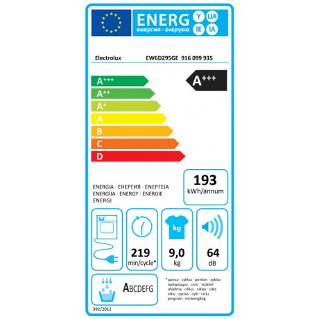 Electrolux EW6D295GE Στεγνωτήριο 9kg  με Αντλία Θερμότητας A+++