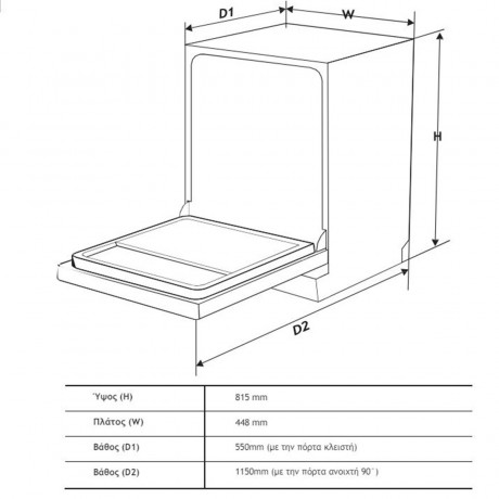 Davoline DDW 1045E Πλήρως Εντοιχιζόμενο Πλυντήριο Πιάτων για 10 Σερβίτσια Π55xY81.5εκ