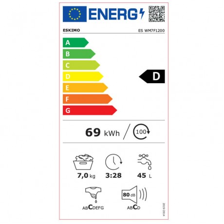 Eskimo ES WM7F1200 Πλυντήριο Ρούχων 7kg 1200 Στρ. Slim 40εκ. Βάθος