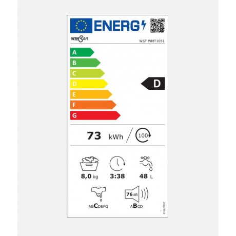 Winstar WST WMT1051 Πλυντήριο Ρούχων 8kg 1000 Στροφών