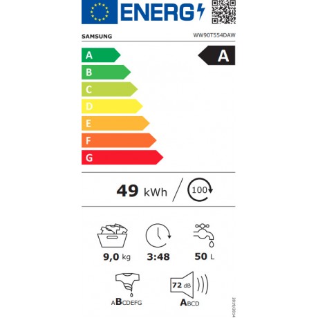 Samsung WW90T554DAW/S6 Πλυντήριο Ρούχων 9kg 1400 Στροφών